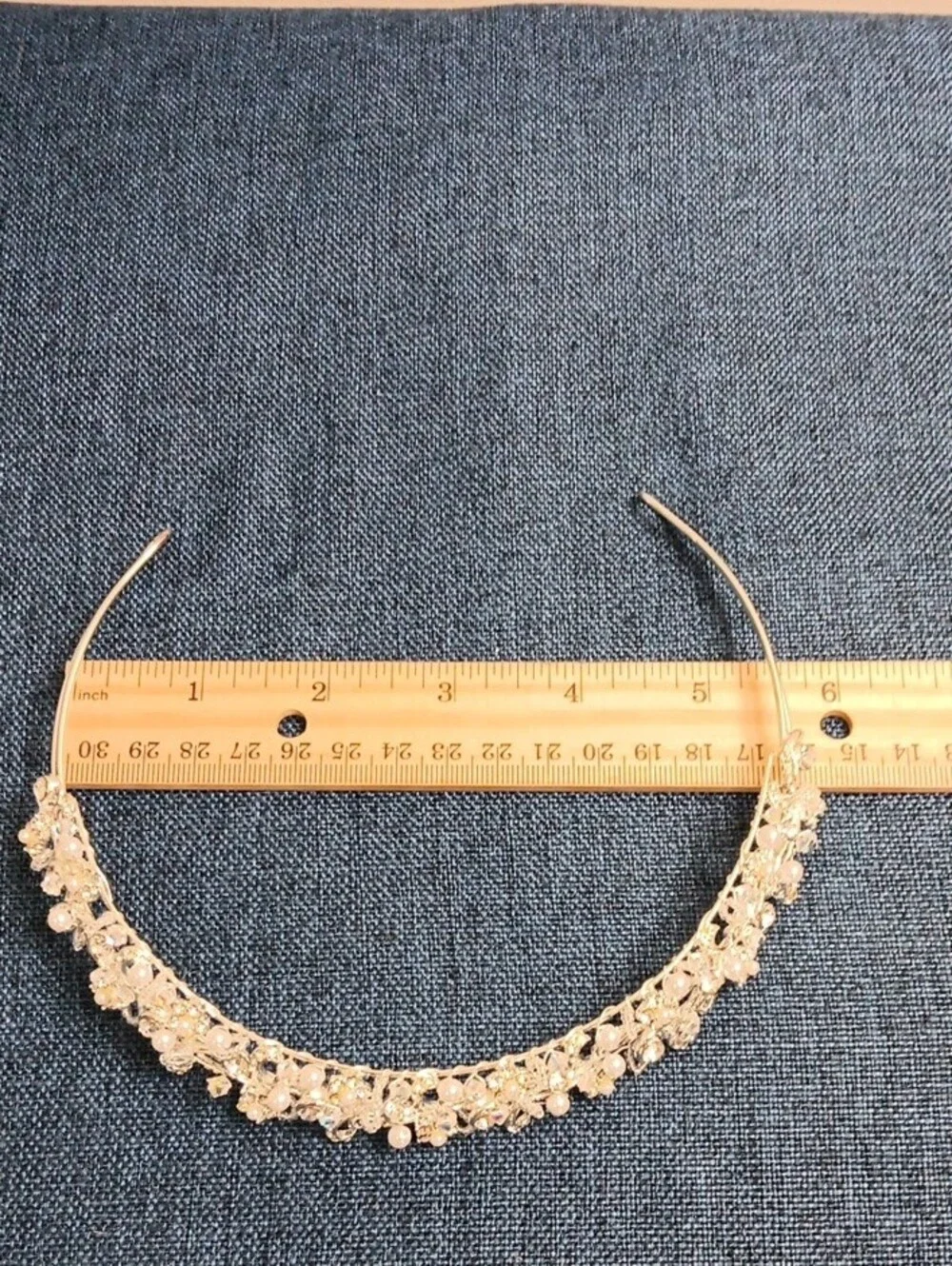 David's Bridal Crystal Pearl Embellished Headband - Silver